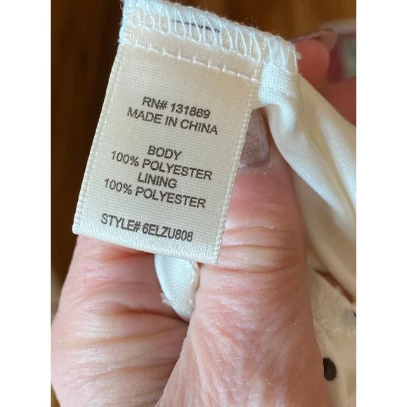 Lucky Brand White Floral Burnout Polka Dot Ruffle High Low Slip Dress 6ELZU808 L - Picture 6 of 14